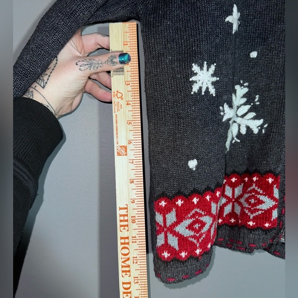 Ugly Christmas Sweater Fashion Bug Snowflake Knit Zip Faux Fur Collar XL - Picture 8 of 11